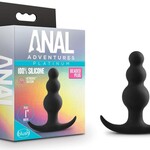 Blush Novelties Anal Adventures Platinum Beaded Silicone Butt Plug - Black