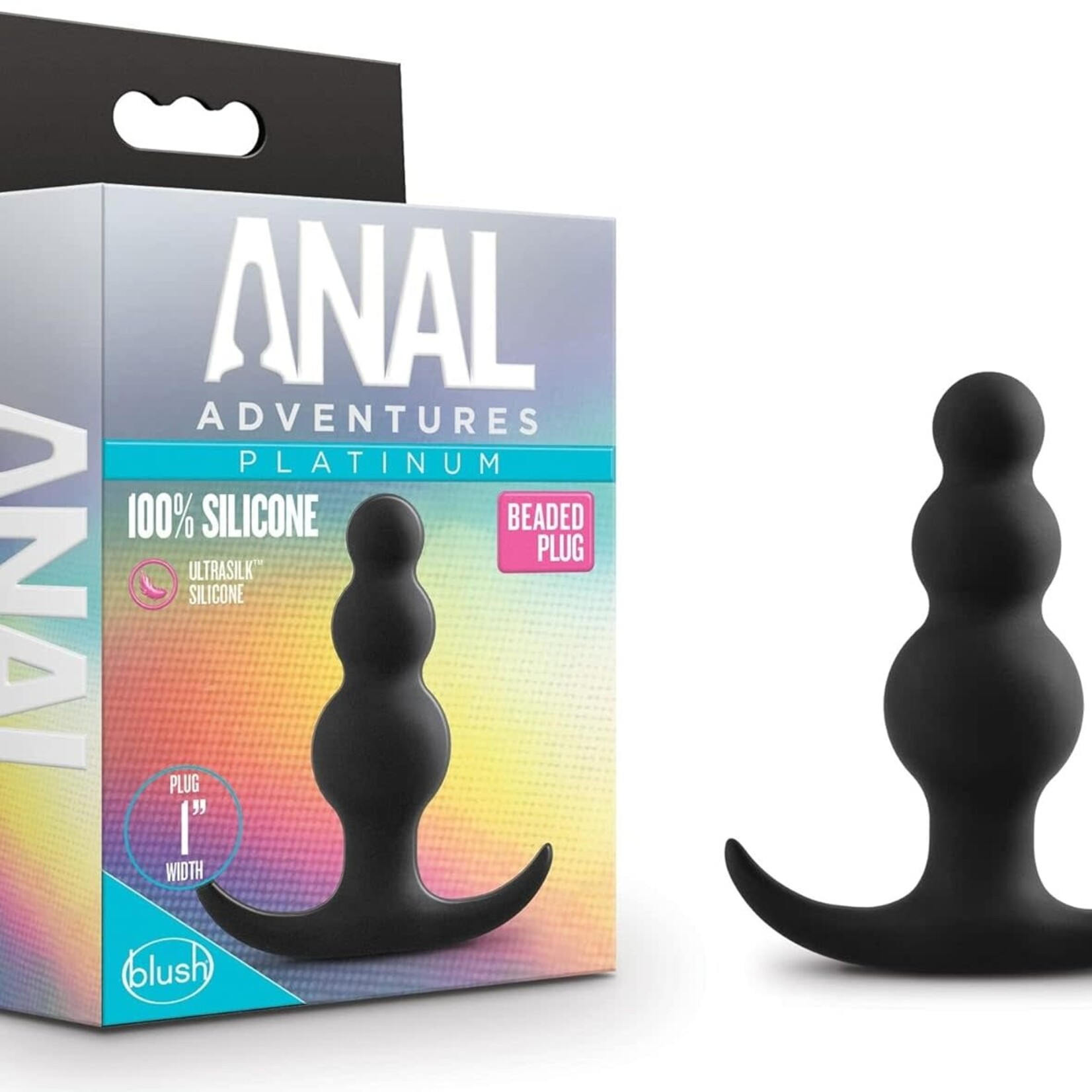 Blush Novelties Anal Adventures Platinum Beaded Silicone Butt Plug - Black