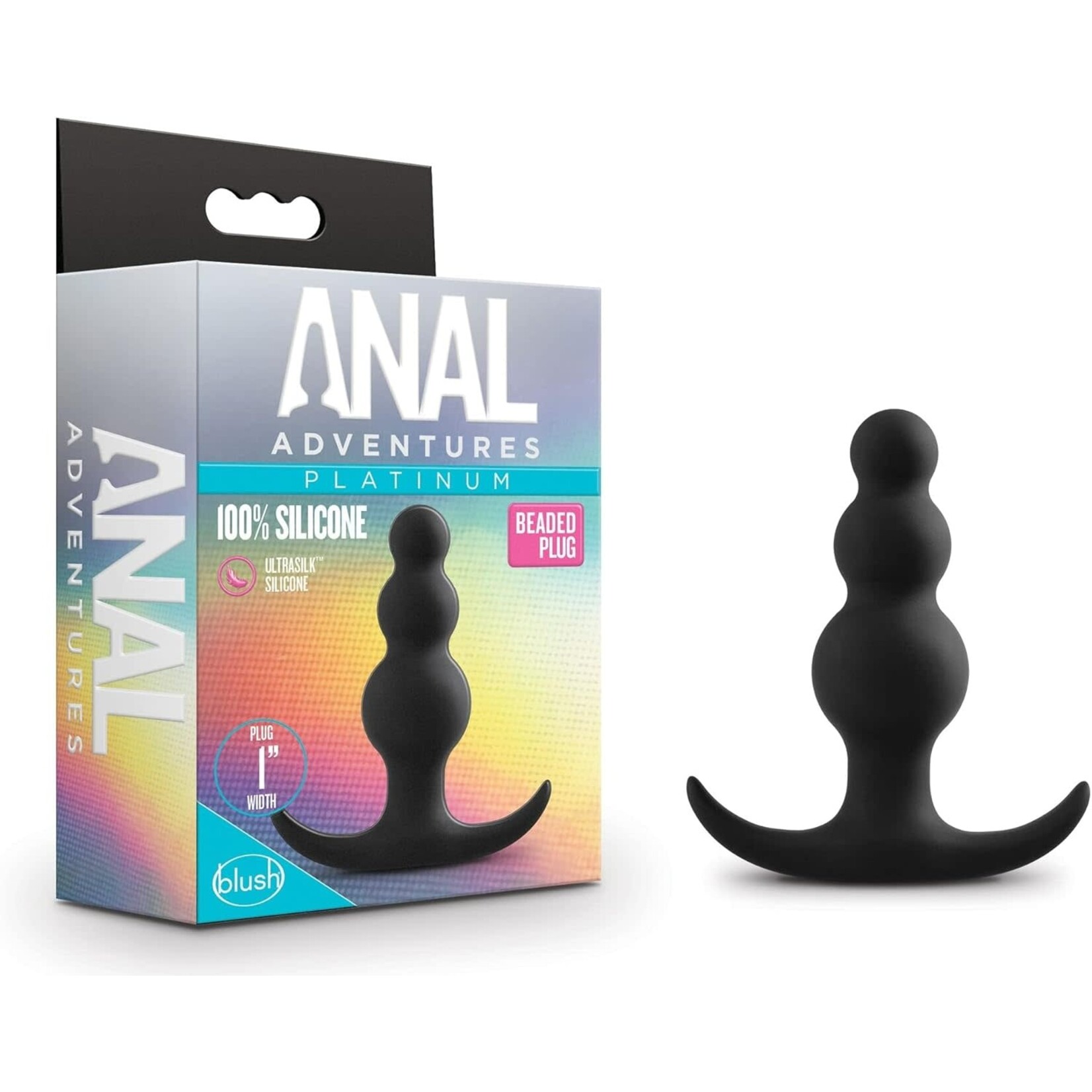 Blush Novelties Anal Adventures Platinum Beaded Silicone Butt Plug - Black