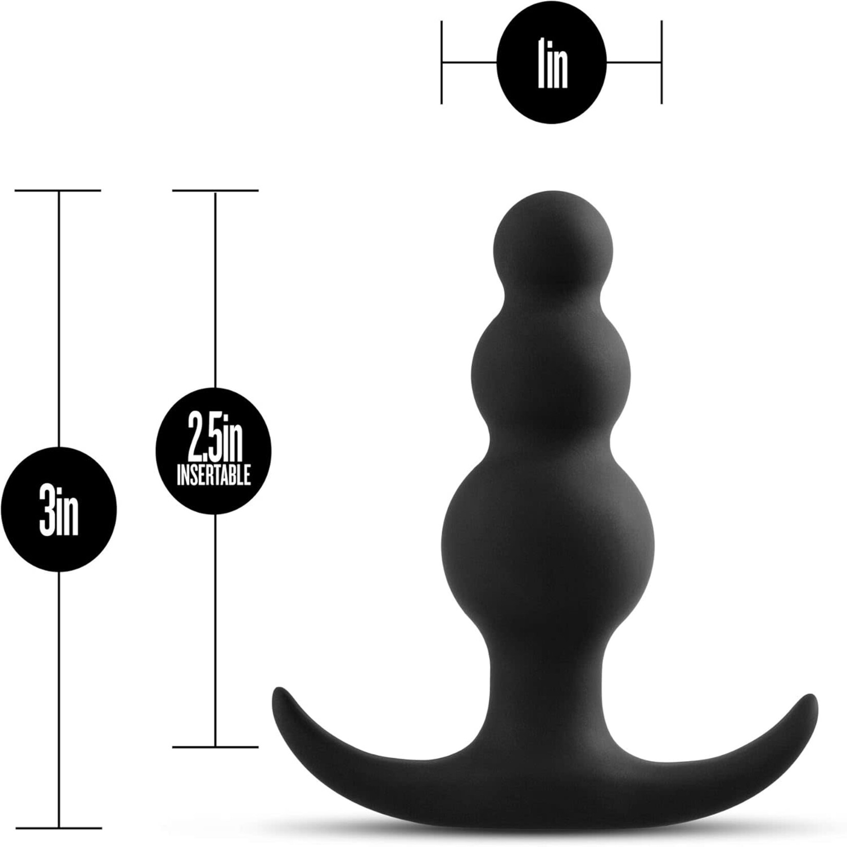 Blush Novelties Anal Adventures Platinum Beaded Silicone Butt Plug - Black