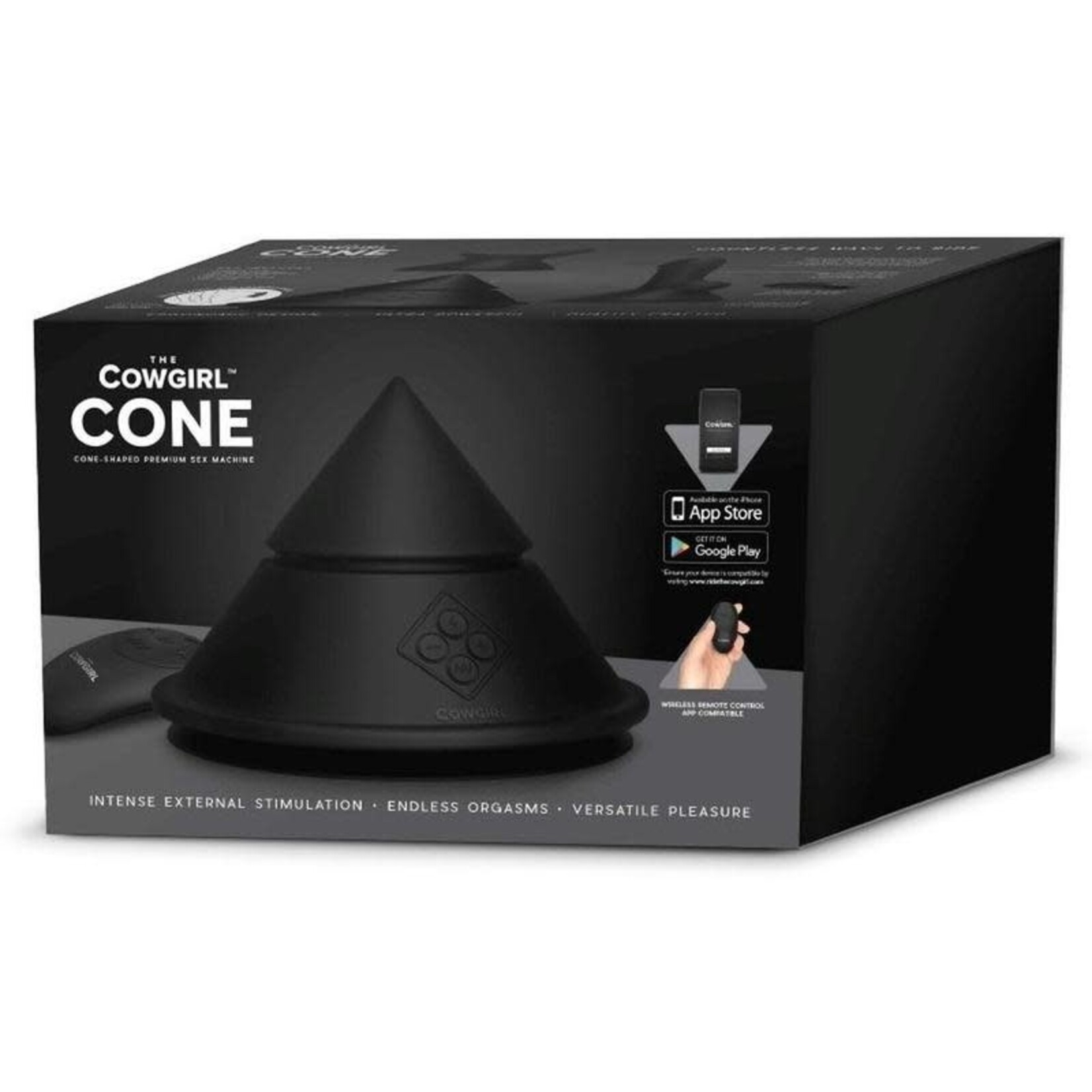 Cowgirl Cowgirl Cone Premium Sex Machine with App and Remote Control - Black