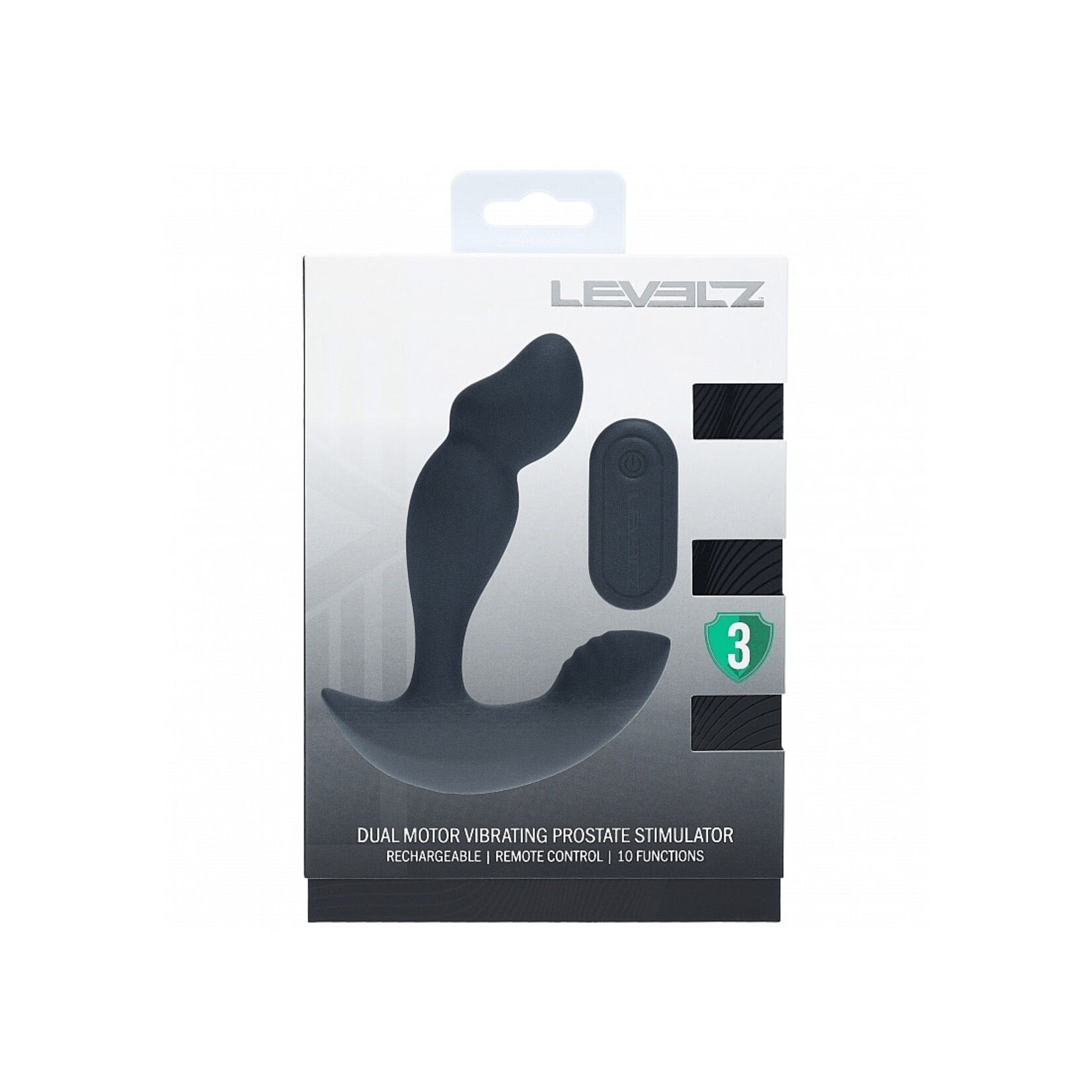 Shots Levelz Levelz Dual Motor Vibrating Liquid Silicone Prostate Stimulator with Remote Control - Black