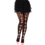 Leg Avenue Sweetheart Striped Net Tights With Keyhole and Mini Bow Detail - One Size - Black