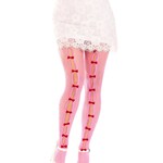 Leg Avenue Leg Avenue Sweetheart Striped Net Tights with Keyhole and Mini Bow Detail - O/S - Pink
