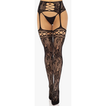 Leg Avenue Leg Avenue French Rose Lace Backseam Stockings with Attached Garter Belt - O/S - Black
