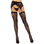 Leg Avenue 2 Pc Rachel Lace Thigh High and Crossover Garter Belt - One Size