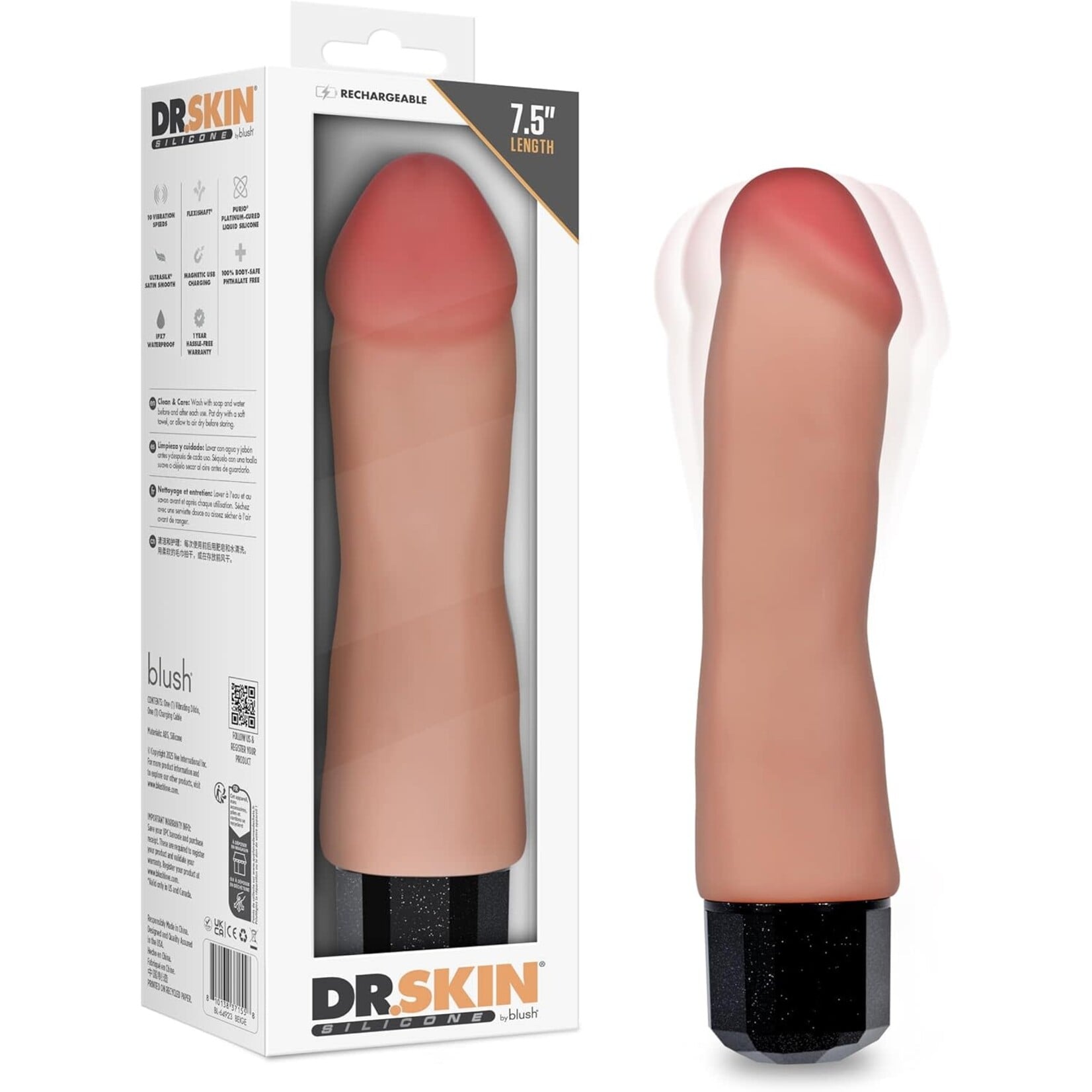 Blush Novelties Dr. Skin Dr. Avery Rechargeable Vibrator - 7.5"
