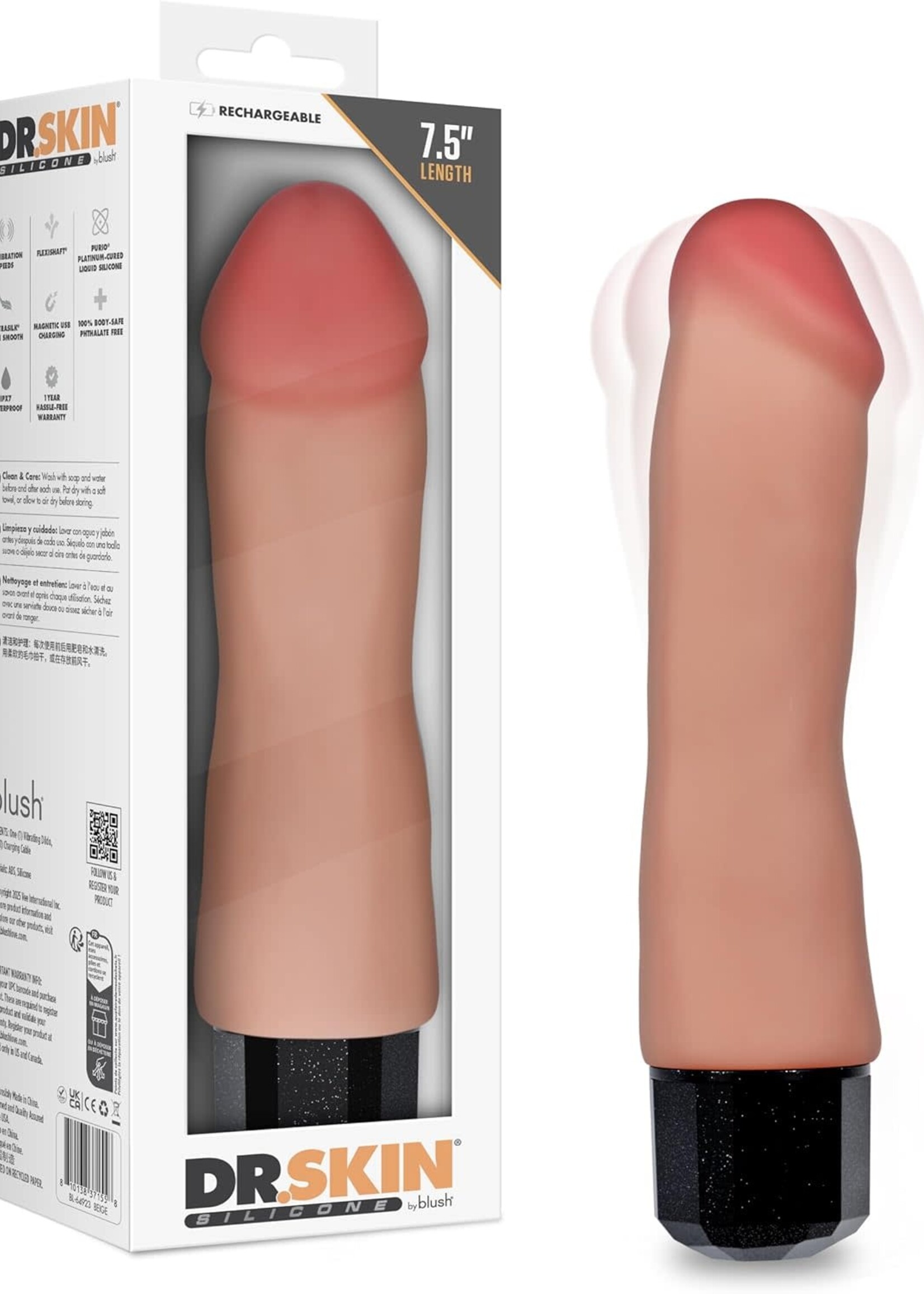 Blush Novelties Dr. Skin Dr. Avery Rechargeable Vibrator - 7.5"