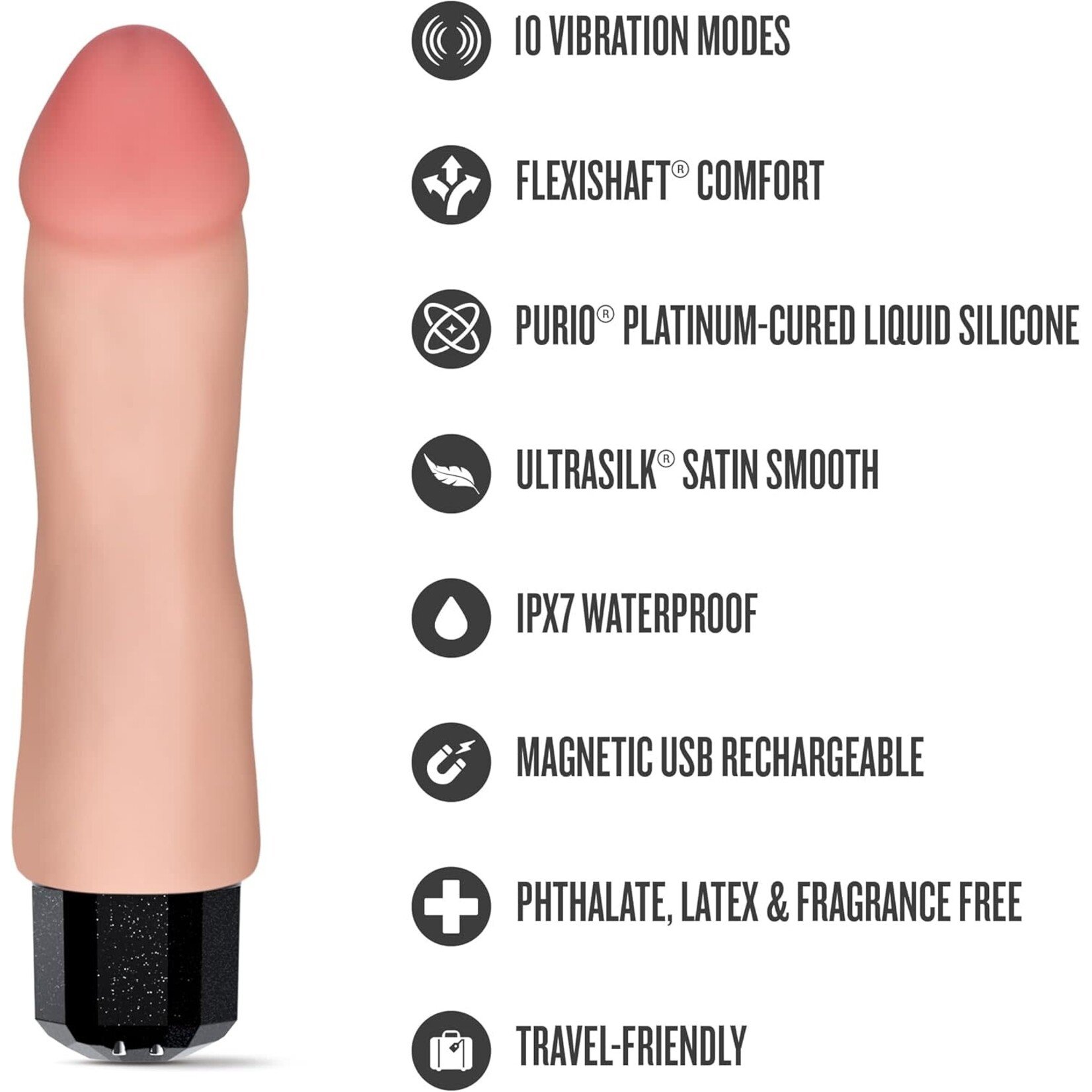 Blush Novelties Dr. Skin Dr. Avery Rechargeable Vibrator - 7.5"