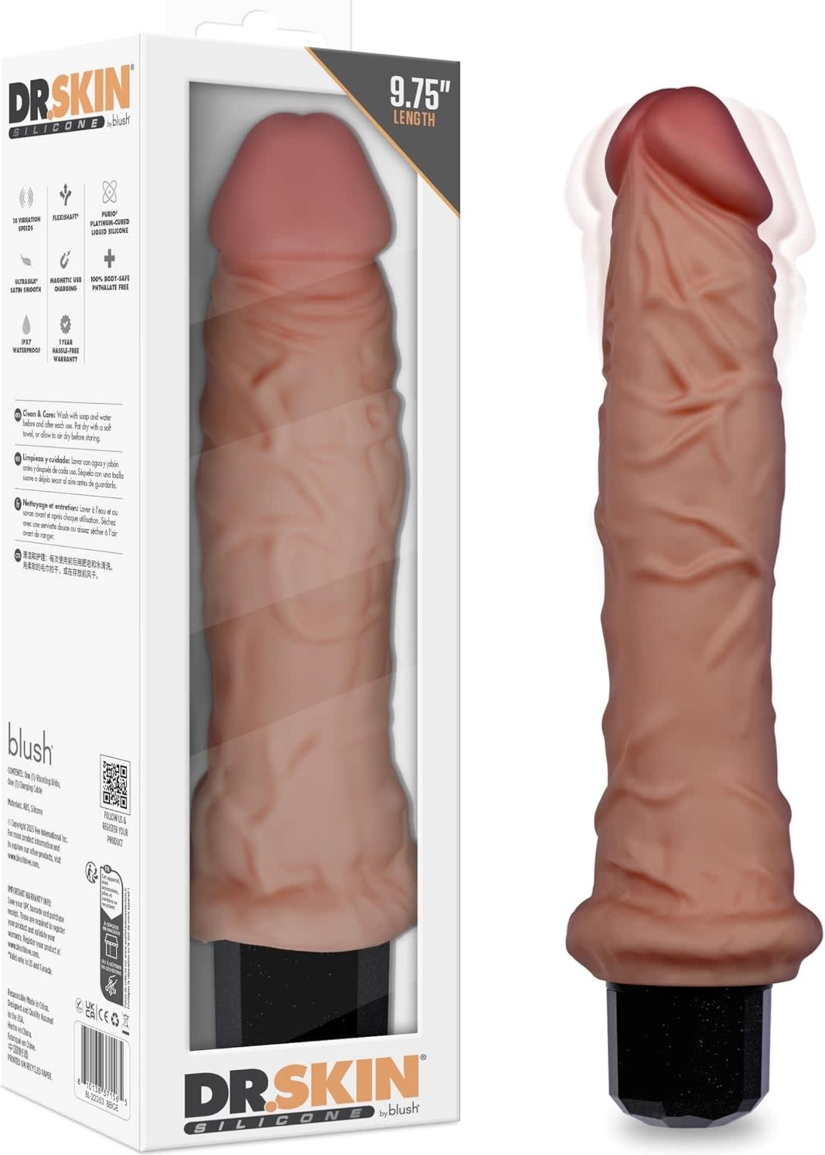 Blush Novelties Dr. Skin Dr. Webber Rechargeable Vibrator - 9.75"