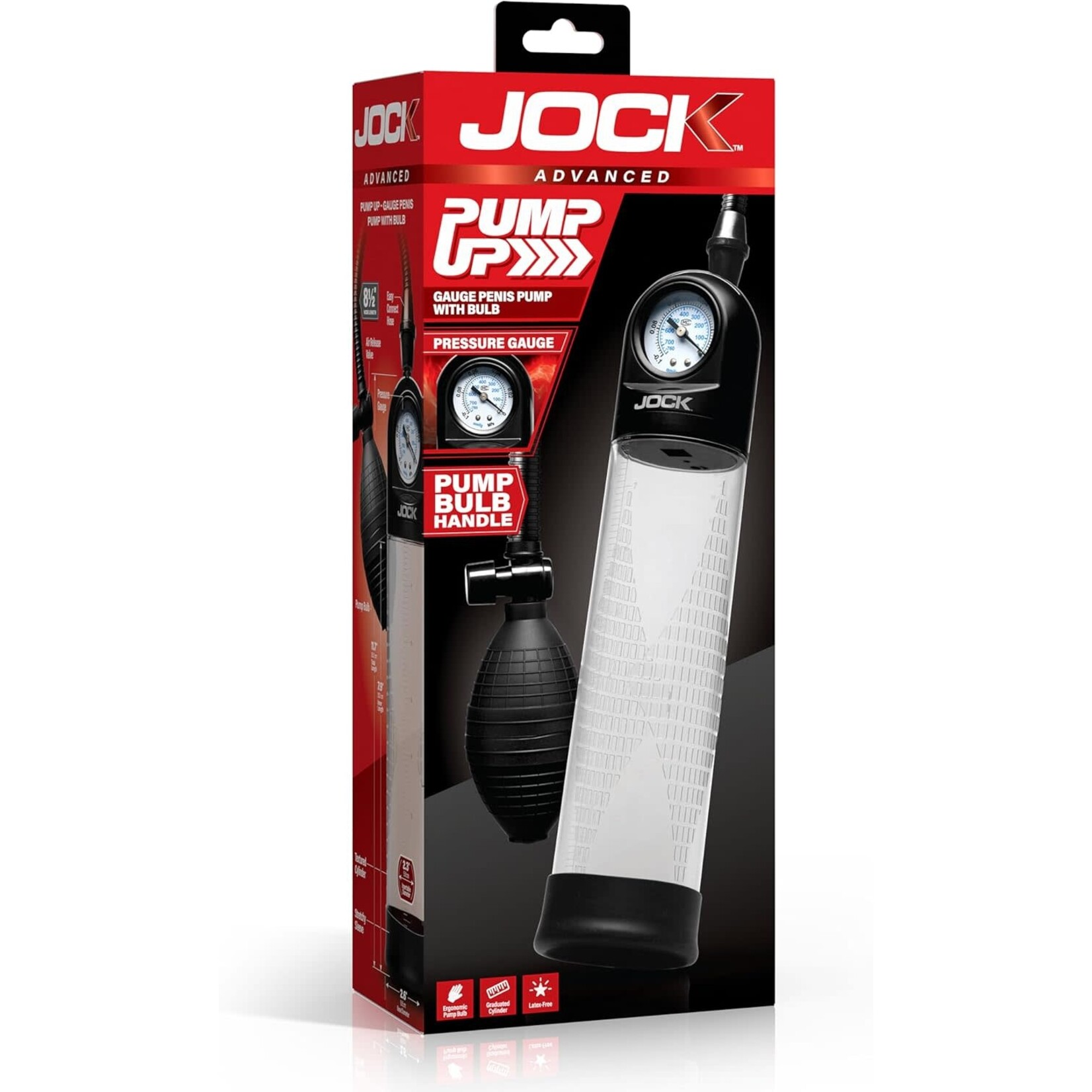 Curve Toys Pump Up Gauge Penis Pump With Bulb - Clear