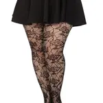 Leg Avenue Leg Avenue Wild Rose Net Tights - 1X-2X - Black