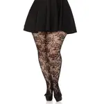 Leg Avenue Leg Avenue Wild Rose Net Tights - 1X-2X - Black