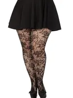 Leg Avenue Leg Avenue Wild Rose Net Tights - 1X-2X - Black