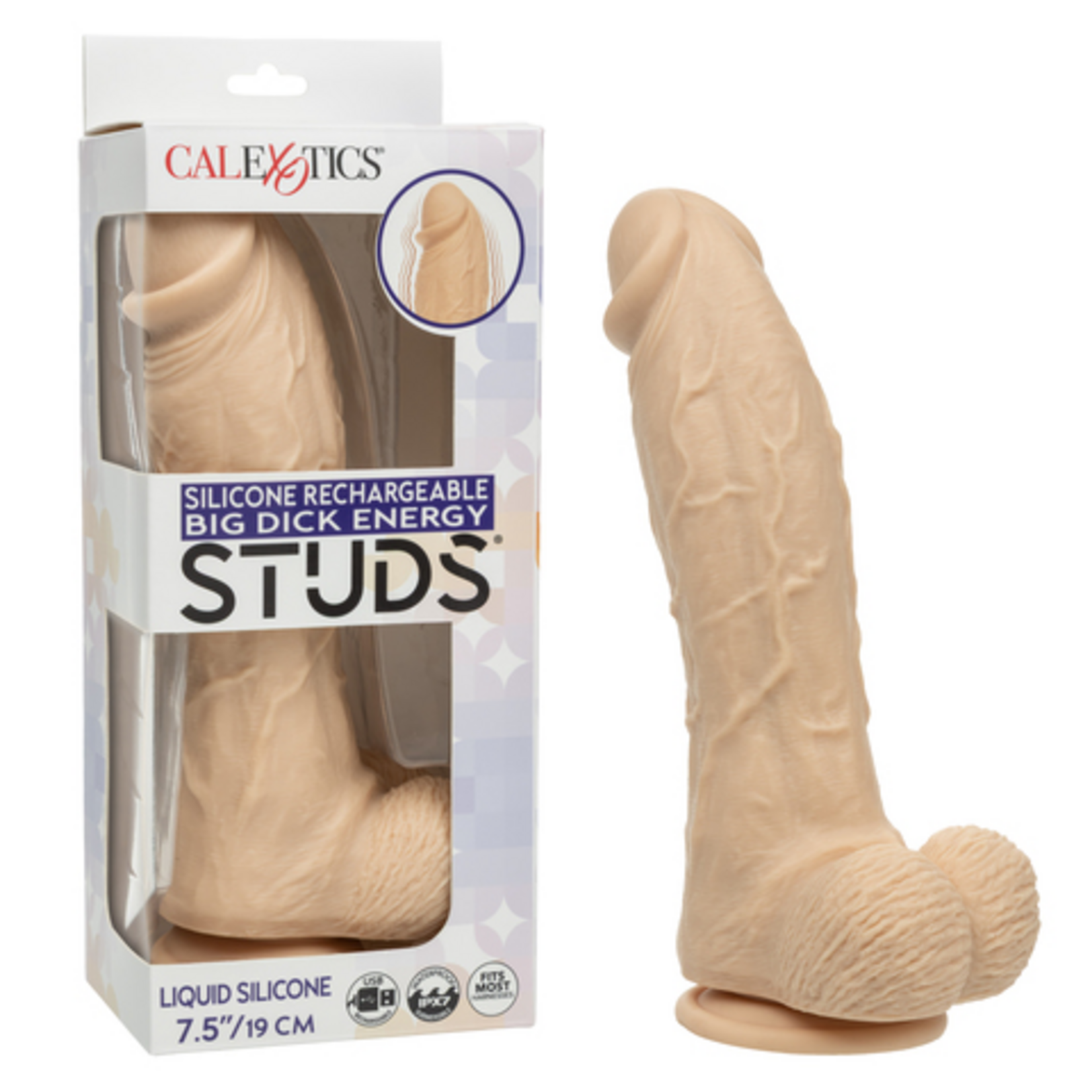 Calexotics Silicone Stud Big Dick Energy Rechargeable Silicone Vibrating Dildo