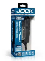 Curve Toys Jock Double Thrust Thrusting & Vibrating Double Penetration Rechargeable Silicone Cock Ring w/ Remote - Black