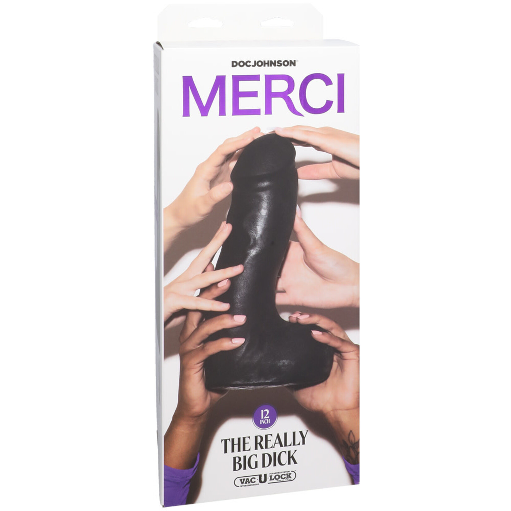 Doc Johnson Merci The Really Big Dick 12" With Xl Removable Vac-U-Lock Suction Cup Ultraskyn Black