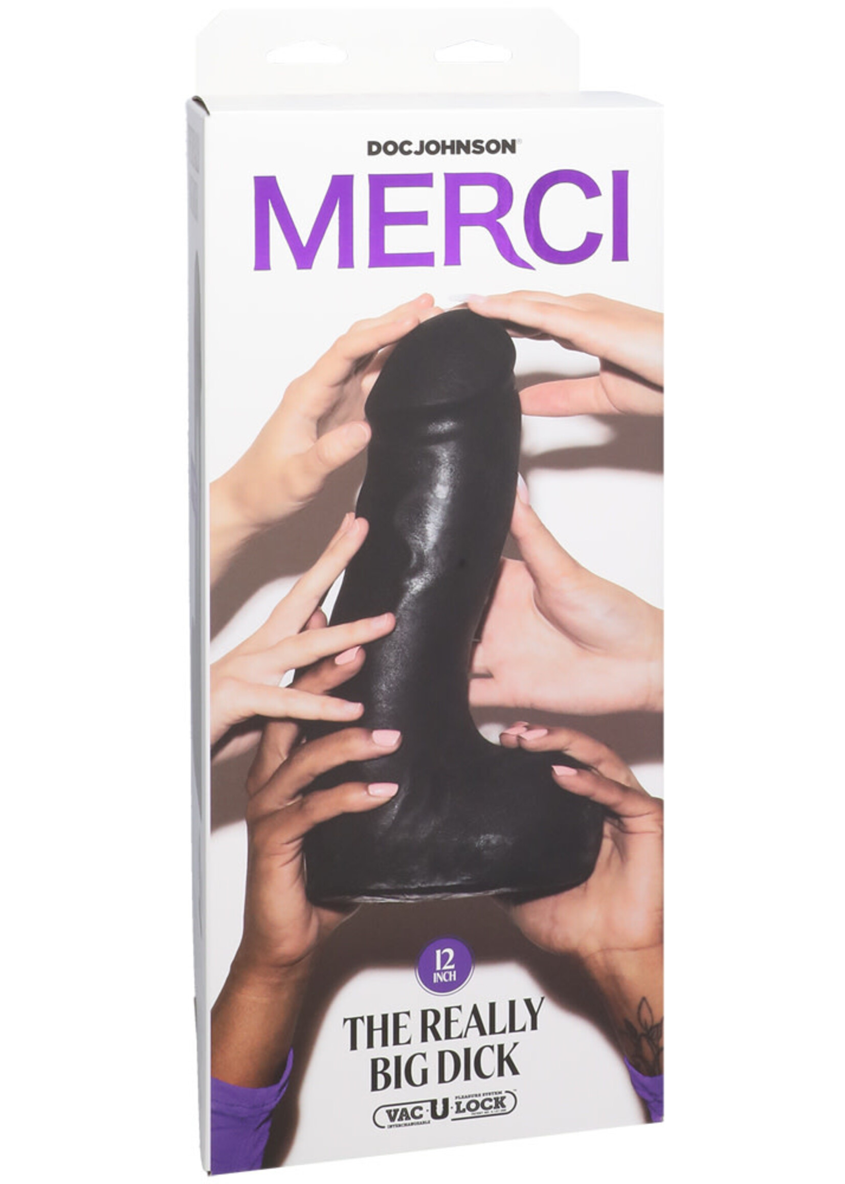 Doc Johnson Merci The Really Big Dick 12" With Xl Removable Vac-U-Lock Suction Cup Ultraskyn Black