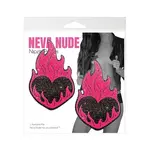 Neva Nude Neva Nude Flaming Heart Glitter Pasties - Black/Red O/S