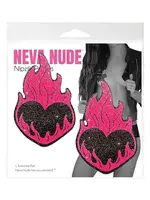 Neva Nude Neva Nude Flaming Heart Glitter Pasties - Black/Red O/S