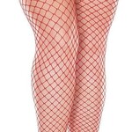 Music Legs Plus size mini diamond net spandex stockings - Red