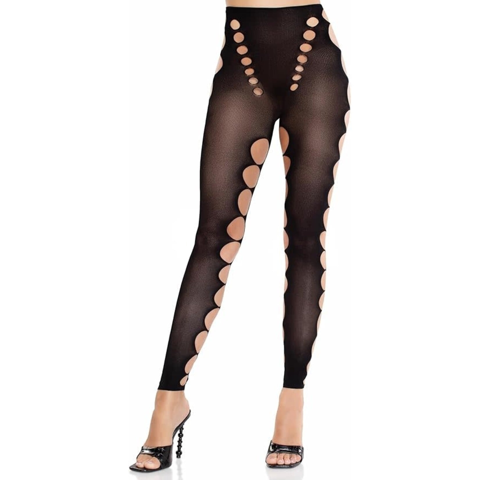 Leg Avenue Leg Avenue Seamless Opaque Cut-Out Footless Tights - Black - O/S