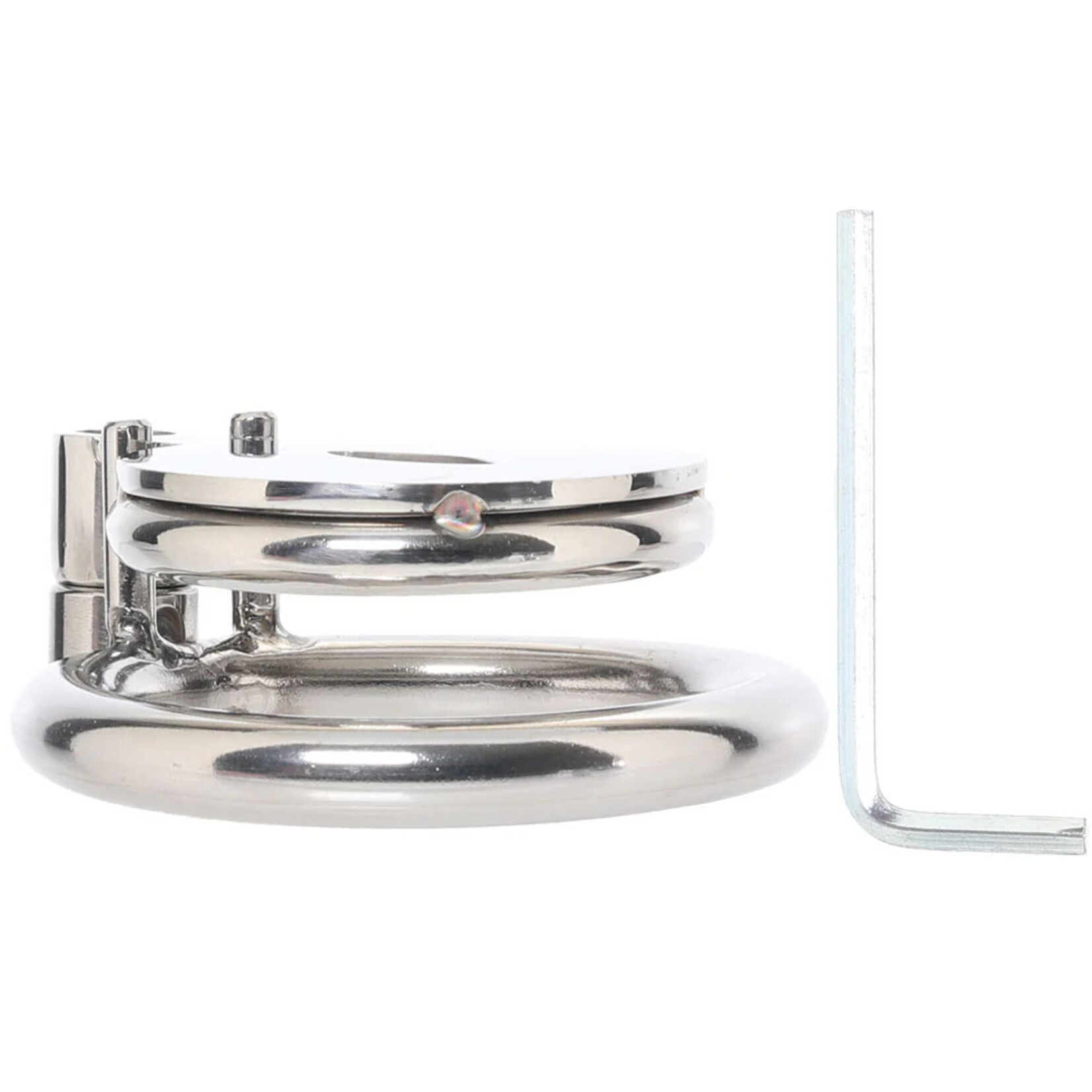 LockMaster Lockmaster Stainless Steel Flat Inverted Chastity Cage With Cats Eye