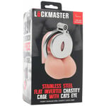 LockMaster Lockmaster Stainless Steel Flat Inverted Chastity Cage With Cats Eye