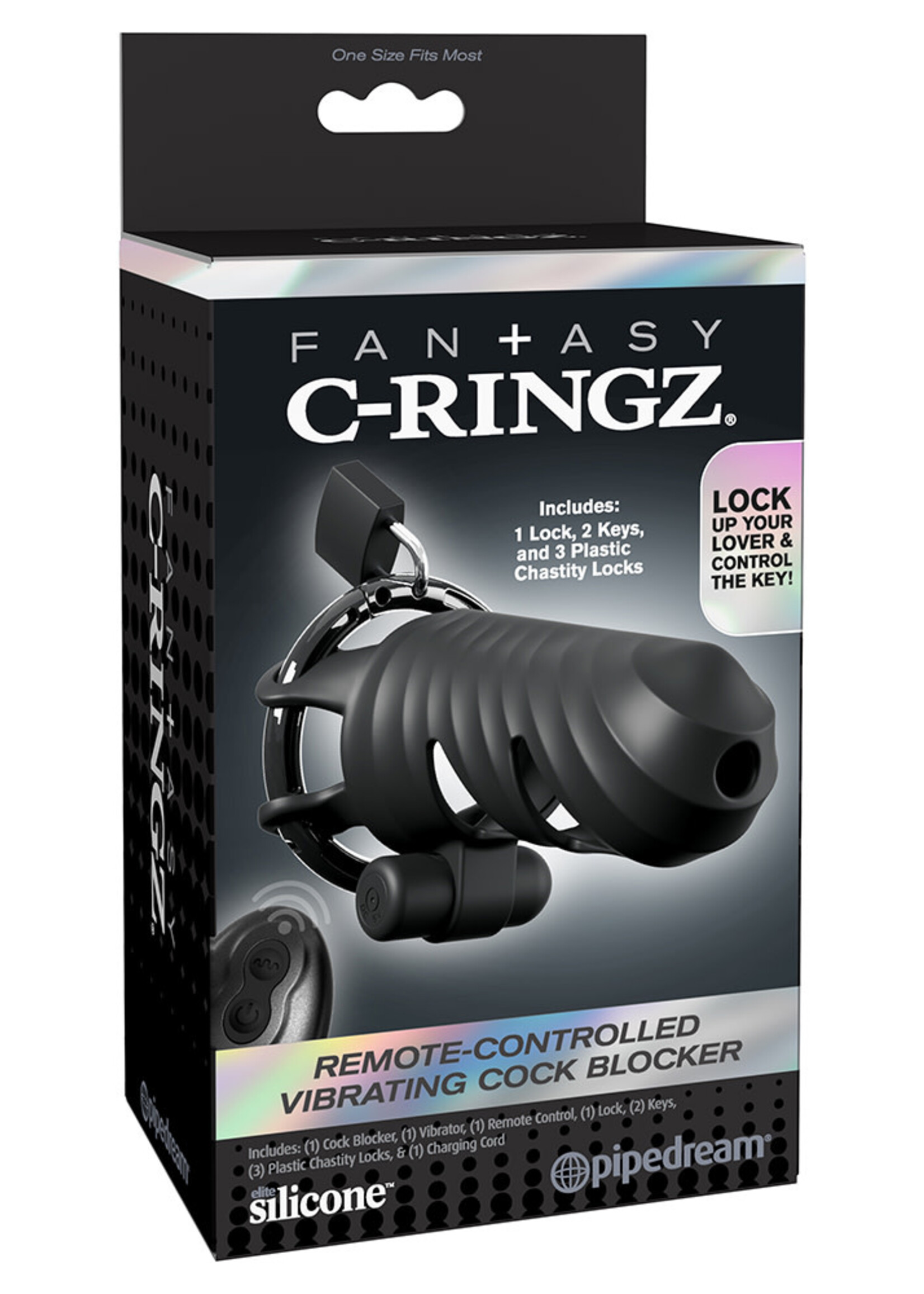 Pipedream Fantasy C-Ringz Vibrating Cock Blocker Black