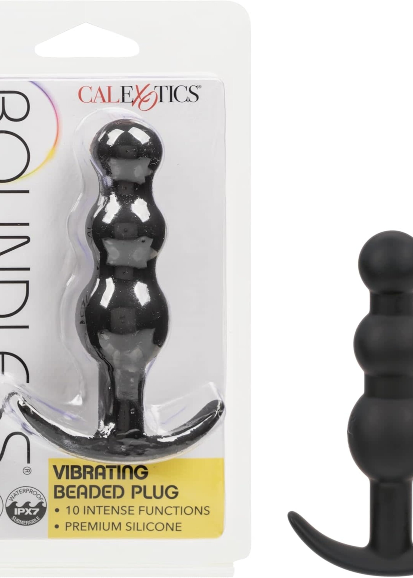 Calexotics Boundless Vibrating Beaded Plug Rechargeable Silicone Anal Plug - Black