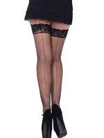 Leg Avenue Leg Avenue Spandex Fishnet Backseam Lace Top Thigh High - Queen Size - Black