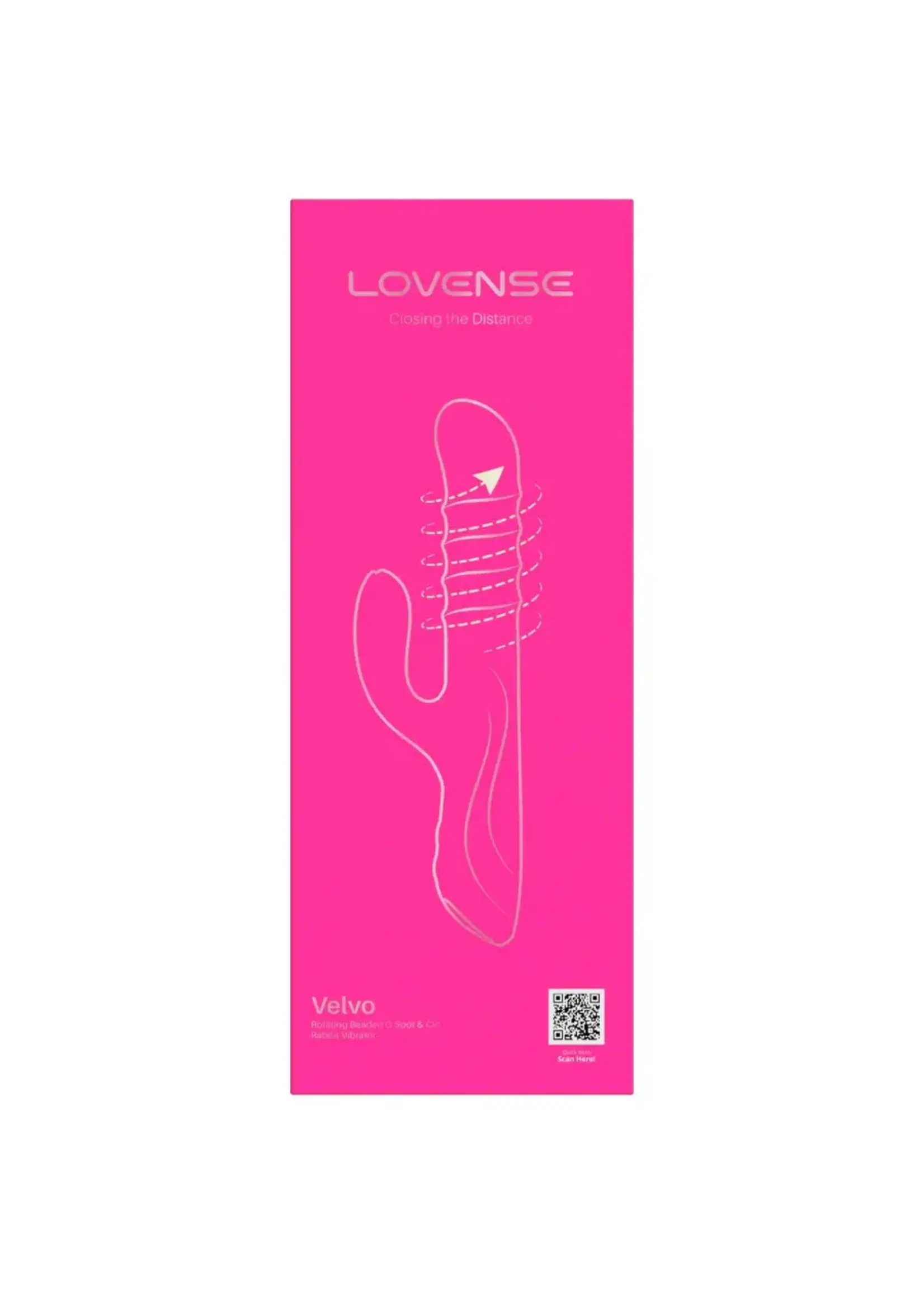 LOVENSE Velvo Rotating Vibrating 3-in-1 Rechargeable Bluetooth App Compatible Rabbit Vibrator - Pink