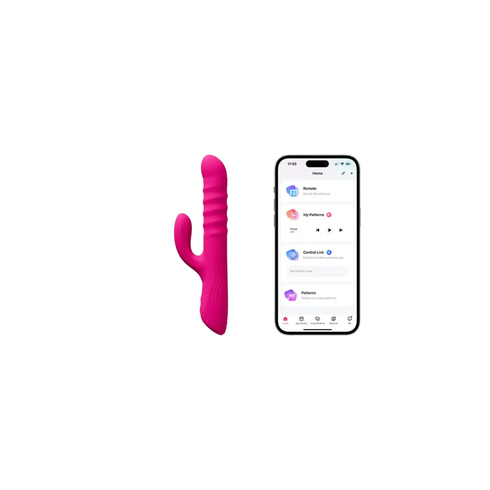 LOVENSE Velvo Rotating Vibrating 3-in-1 Rechargeable Bluetooth App Compatible Rabbit Vibrator - Pink