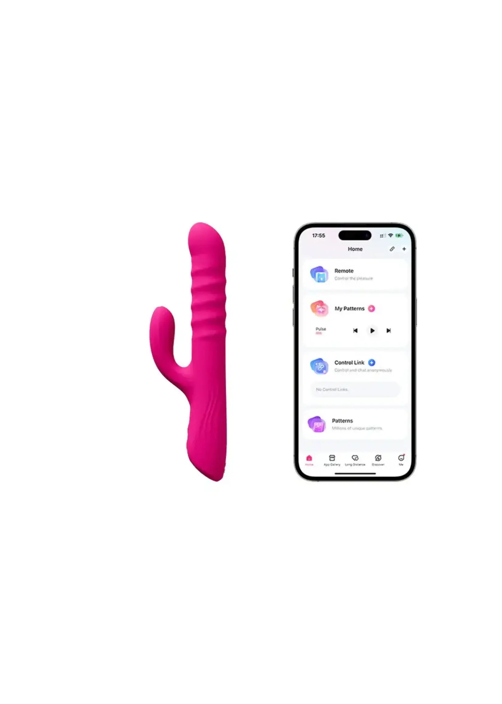LOVENSE Velvo Rotating Vibrating 3-in-1 Rechargeable Bluetooth App Compatible Rabbit Vibrator - Pink