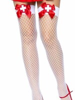 Leg Avenue Leg Avenue Industrial Net Thigh High - OS - White/Red