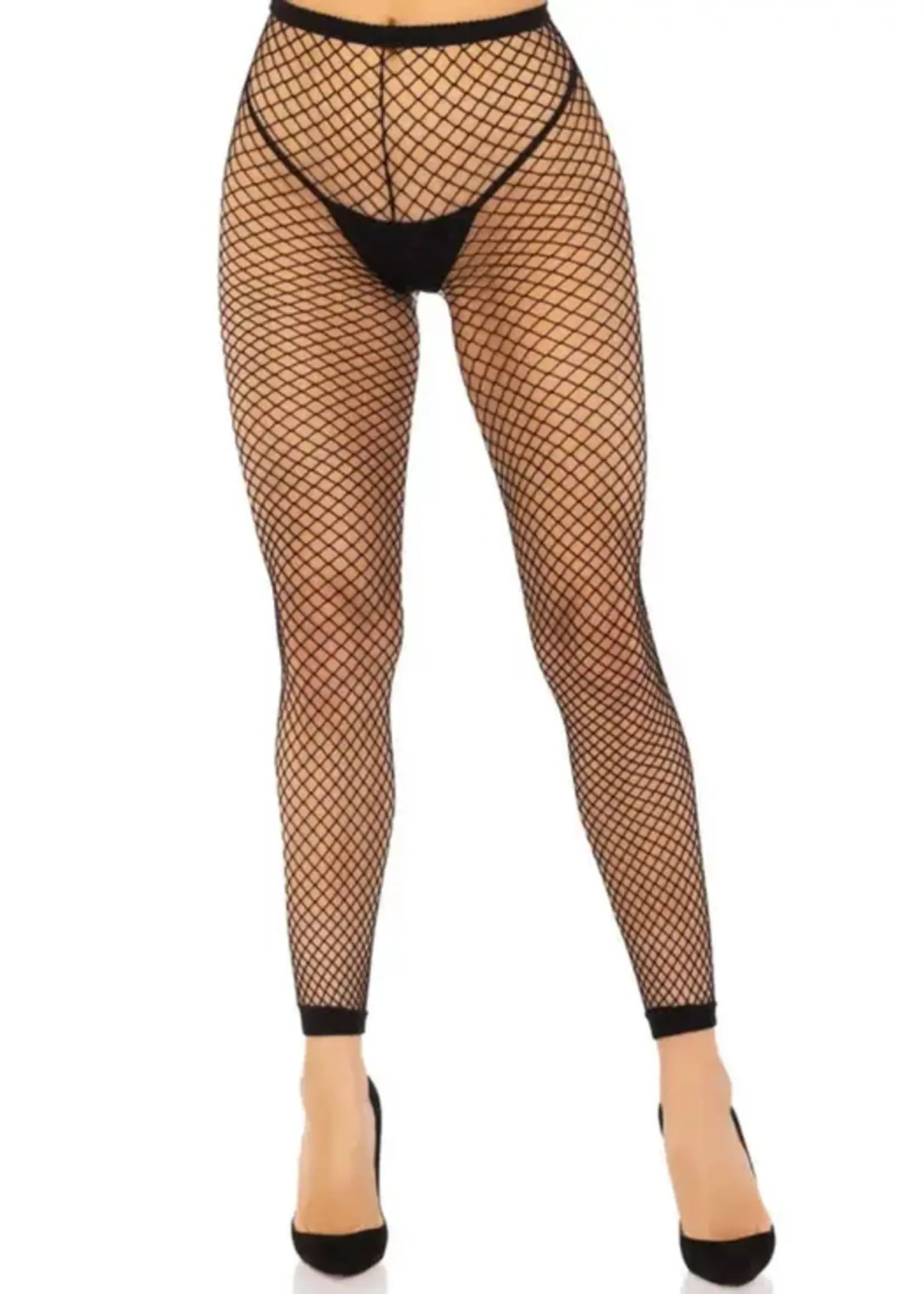 Leg Avenue Industrial Net Footless Tights - One Size - Black