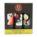 Earthly Body Edible Massage Oil Gift Set Box - 2 Fl. Oz. Bottles - Strawberry, Watermelon, Vanilla