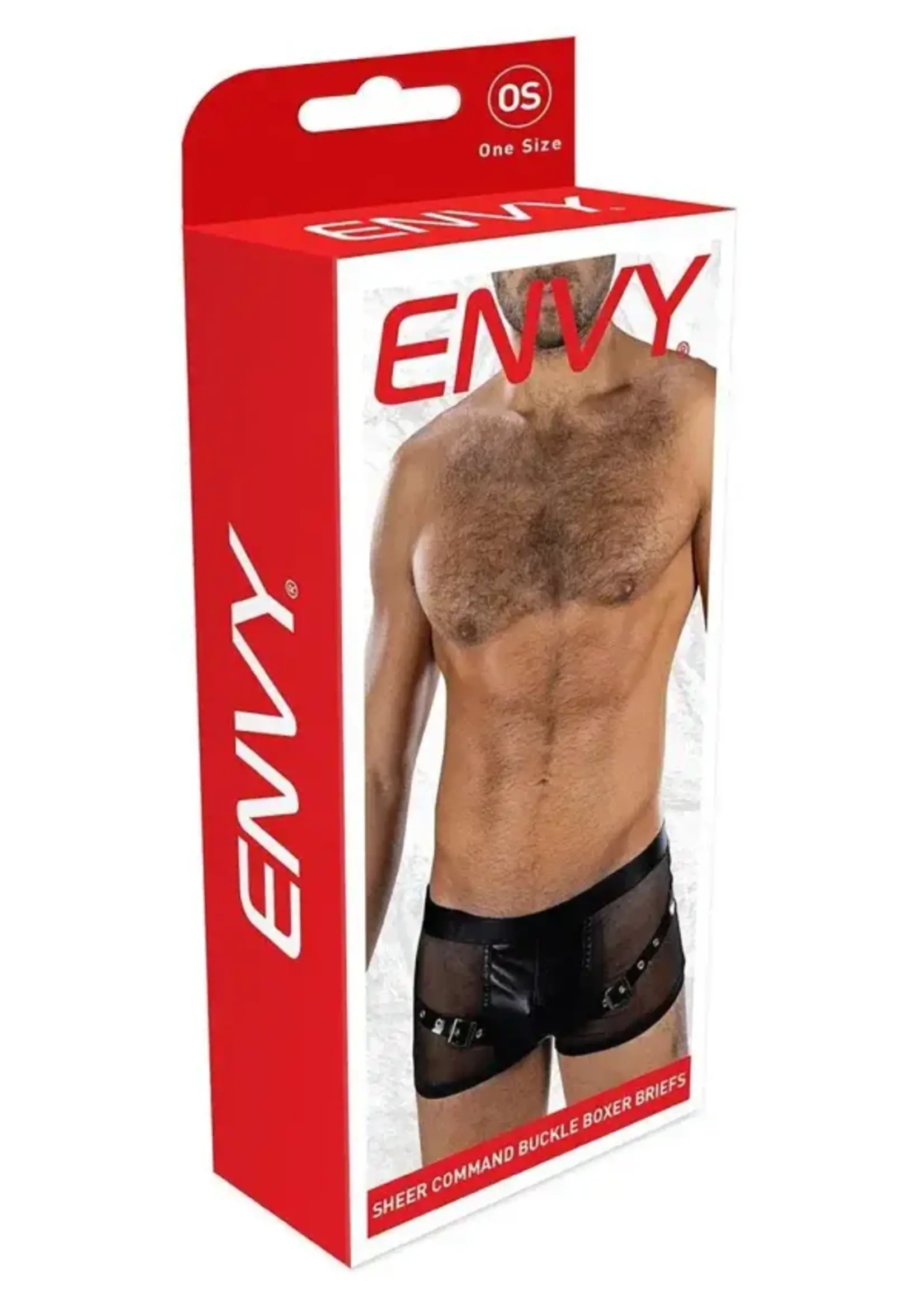 Envy Envy Menswear Sheer Command Buckle Boxer Briefs - OS - Black