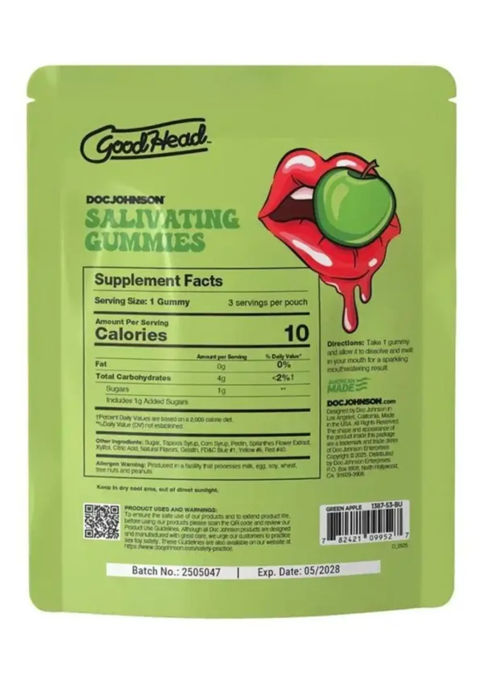 Doc Johnson Goodhead - Salivating Gummies (3 Pcs Per Pouch) - Green Apple