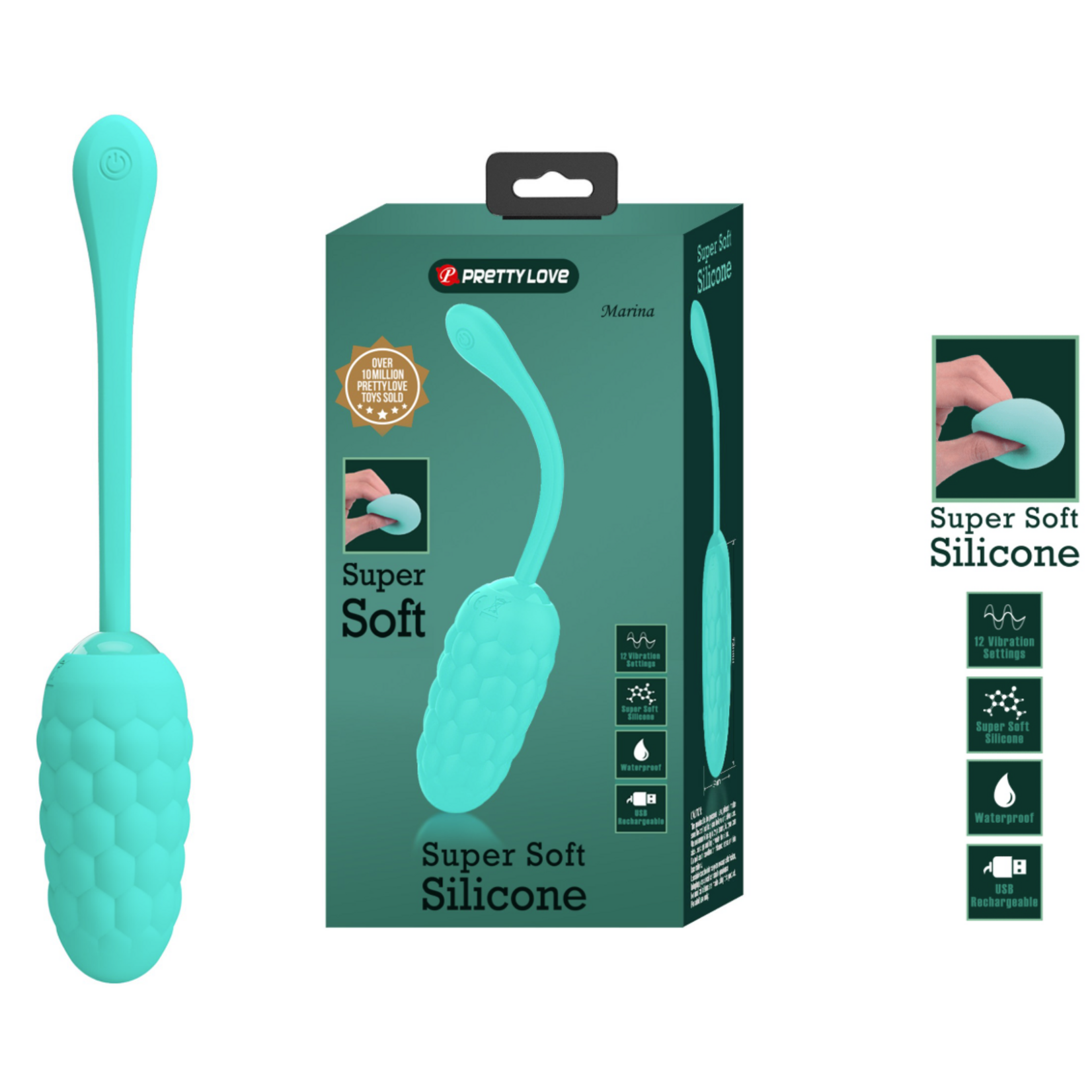 Pretty Love Marina Rechargeable Vibrating Egg - Turquoise