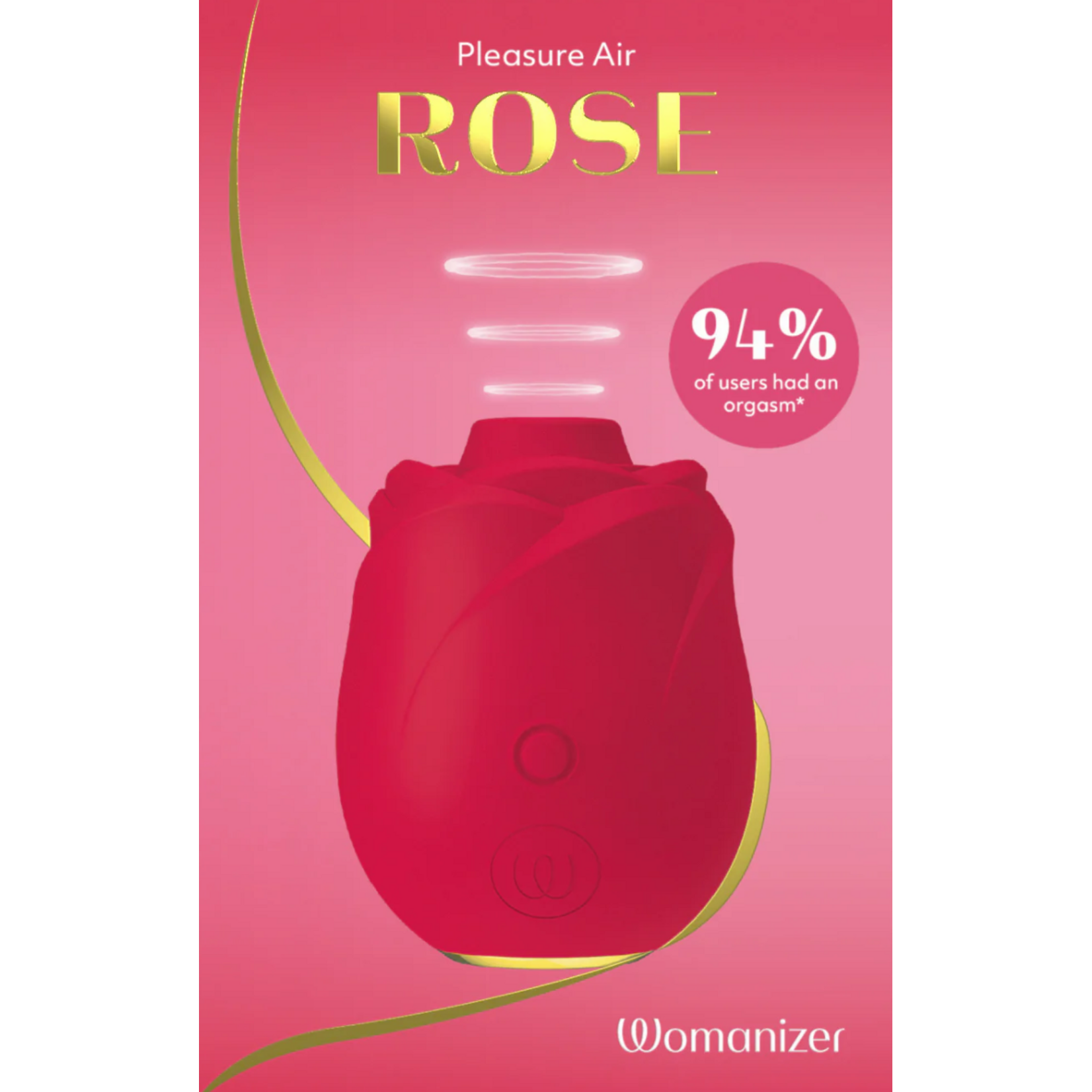 Womanizer Womanizer Rose Rechargeable Silicone Air Pulse Clitoral Vibrator - Red/Gold