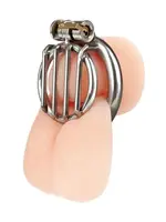 Electric Novelties Lockmaster Stainless Steel Inverted Micro Chastity Cage - Silver