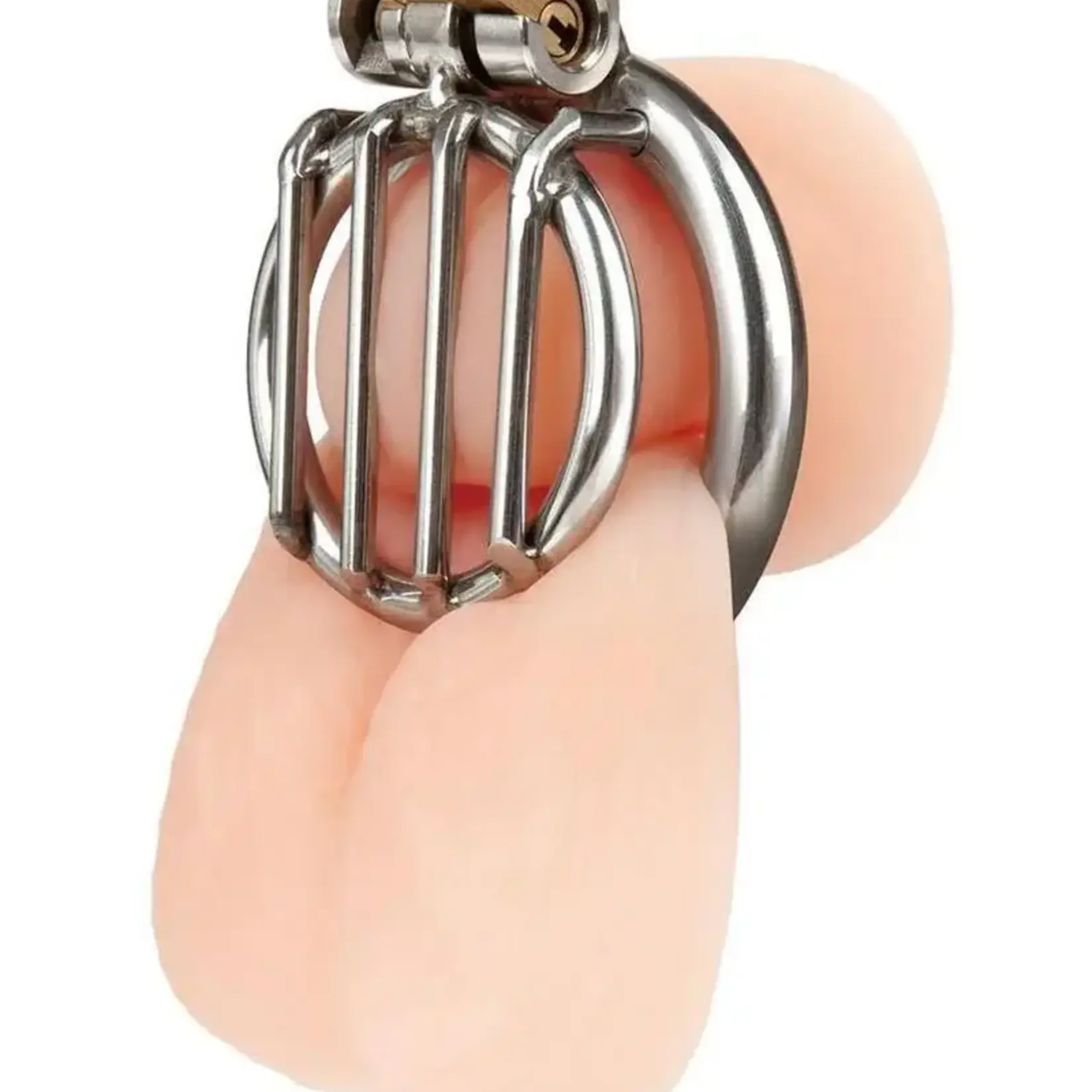 Electric Novelties Lockmaster Stainless Steel Inverted Micro Chastity Cage - Silver