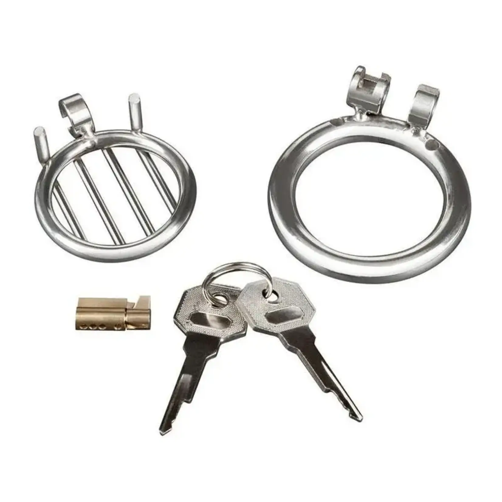 Electric Novelties Lockmaster Stainless Steel Inverted Micro Chastity Cage - Silver