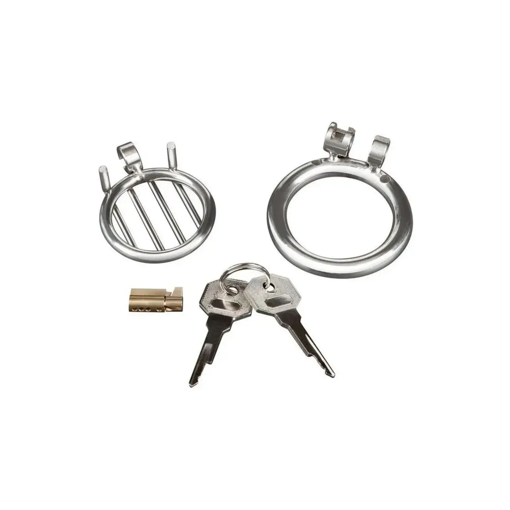 Electric Novelties Lockmaster Stainless Steel Inverted Micro Chastity Cage - Silver