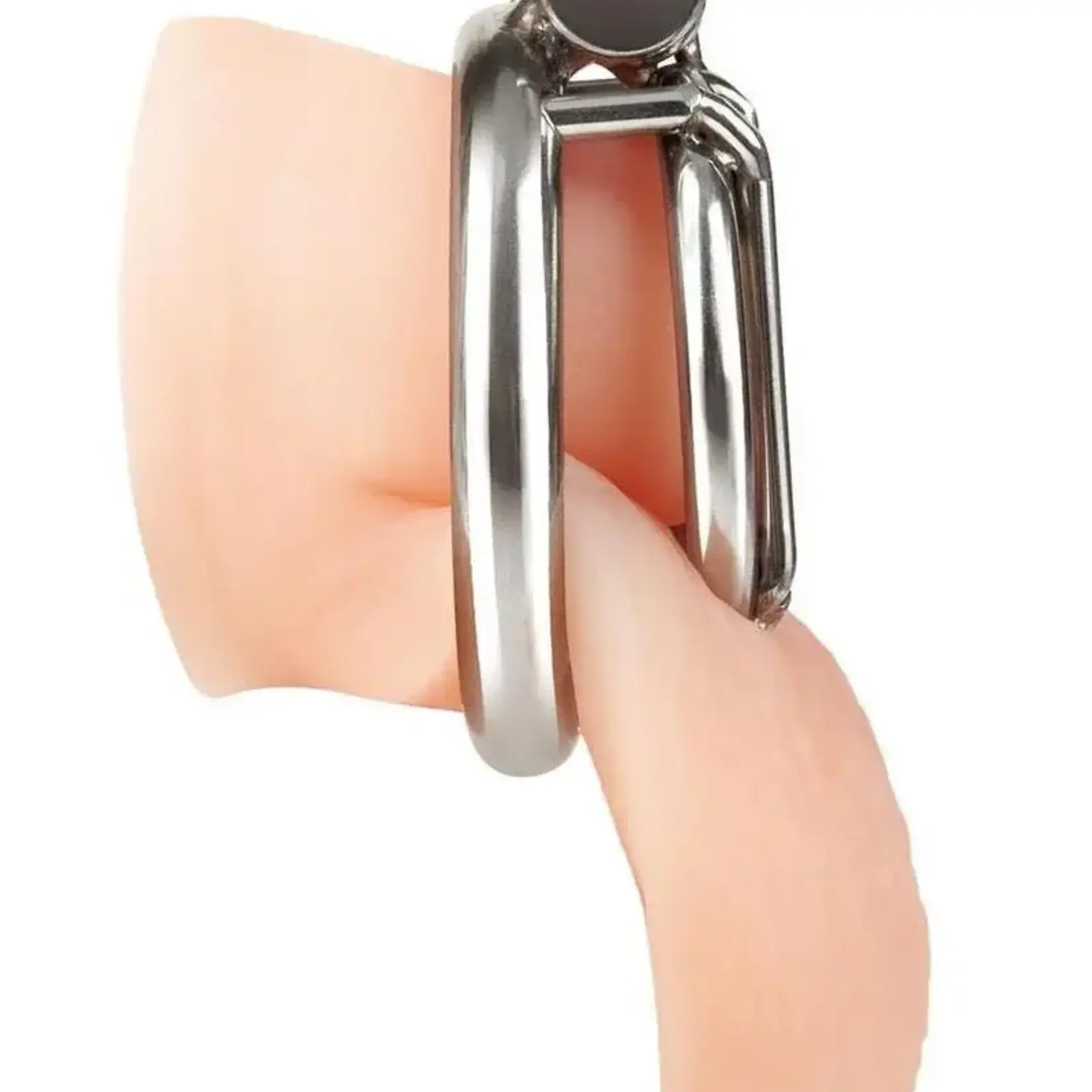 Electric Novelties Lockmaster Stainless Steel Inverted Micro Chastity Cage - Silver