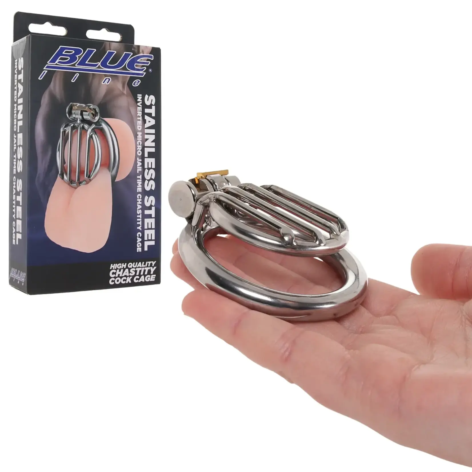 Electric Novelties Lockmaster Stainless Steel Inverted Micro Chastity Cage - Silver