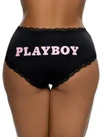 Playboy Pleasure` Playboy Ultra Soft Panty - Small/Medium - Black/Pink