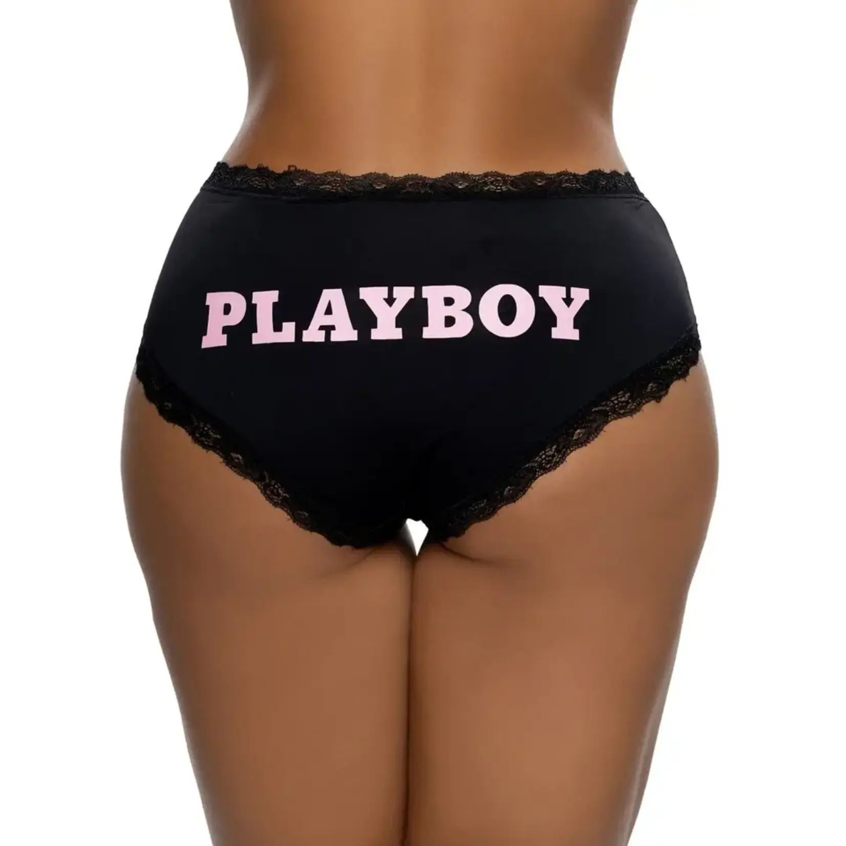 Playboy Pleasure` Playboy Ultra Soft Panty - Small/Medium - Black/Pink