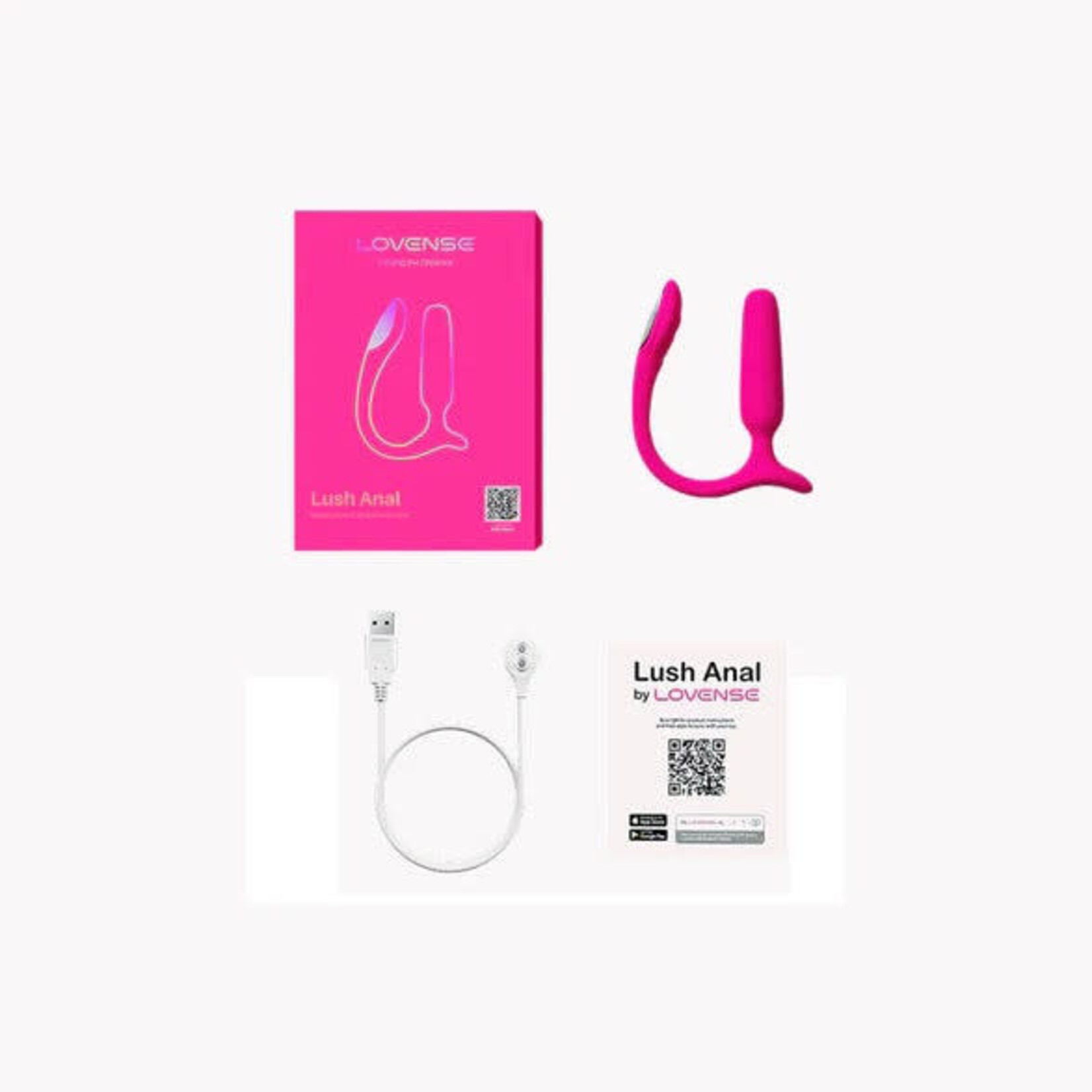 LOVENSE Lovense Lush Rechargeable App Compatible Silicone Vibrating Light Up Anal Plug - Pink